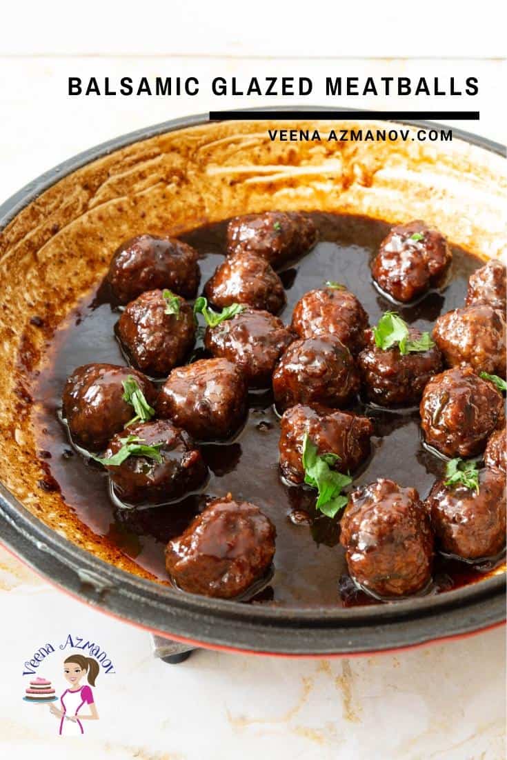 Thịt viên sốt giấm đen Balsamic bóng mẩy