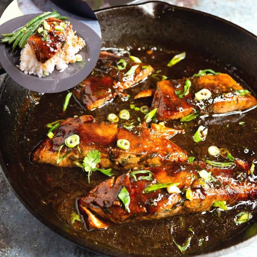 Cá Hồi Nướng Sốt Giấm Đen Balsamic Bóng Mẩy – Thịt Mềm Béo Chuẩn Vị Ý