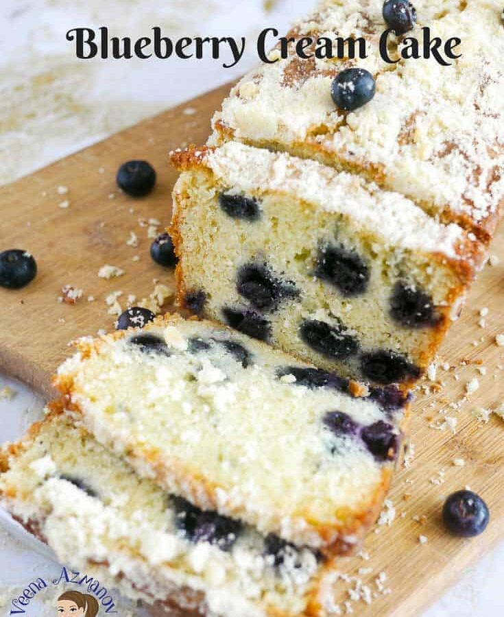 Blueberry Cream Cake with Crumb Topping