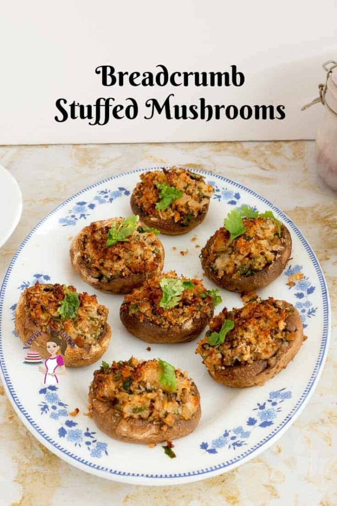 Nấm Mỡ Nhồi Vụn Bánh Mỳ Nướng Bơ Tỏi Breadcrumb Stuffed Mushrooms