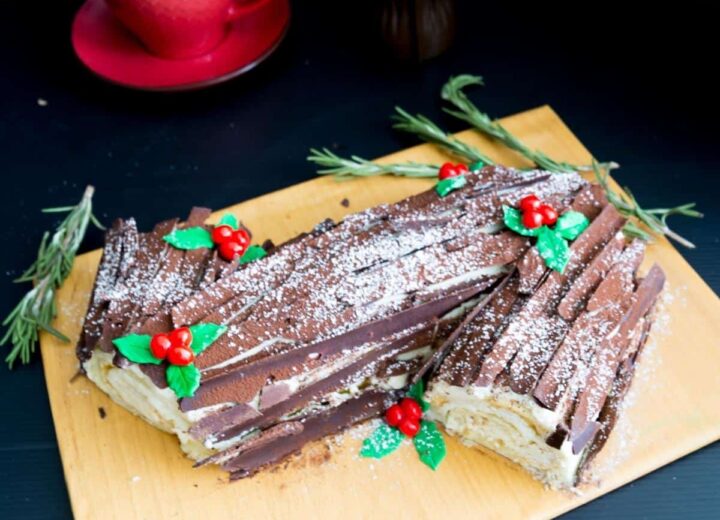 Eggnog Yule Log Cake Buche de Noel
