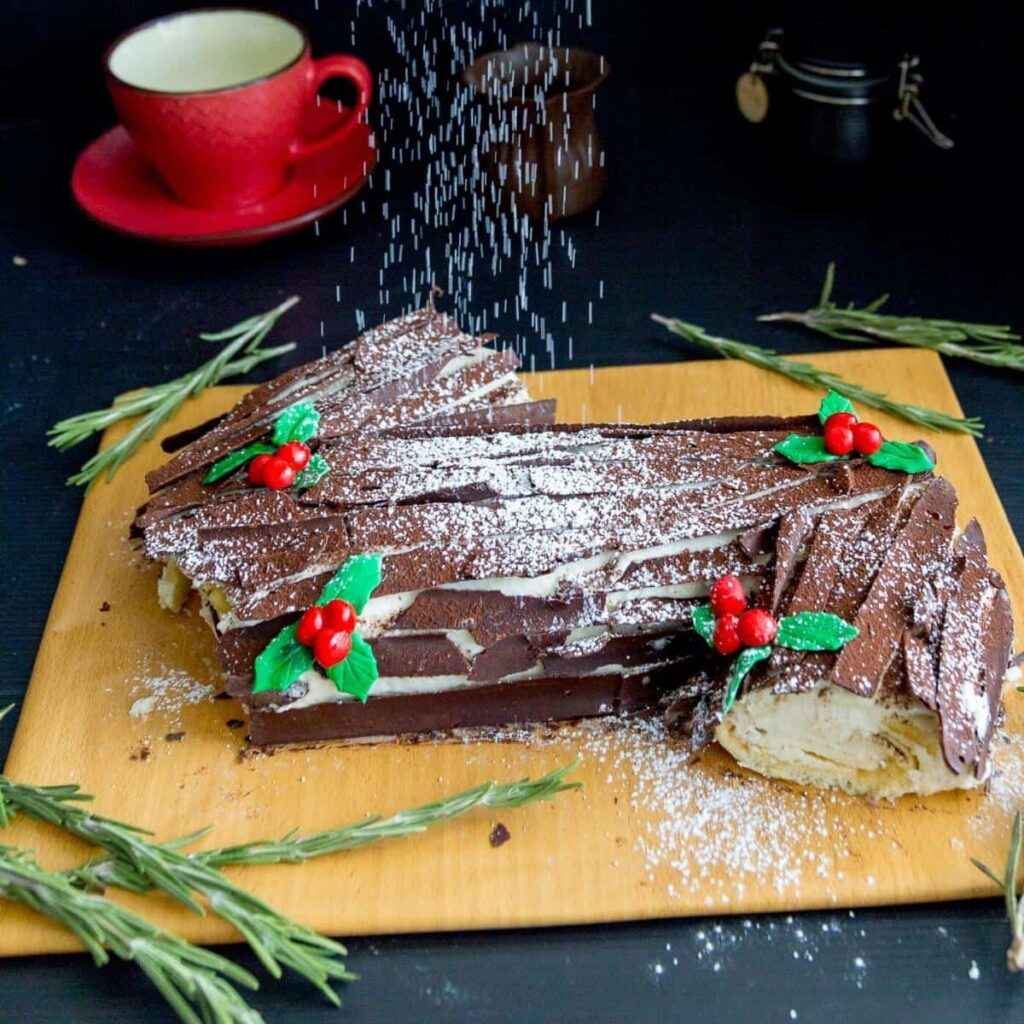 Eggnog Yule Log Cake Buche de Noel