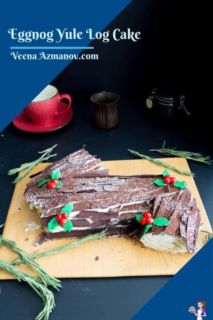 Eggnog Yule Log Cake Buche de Noel
