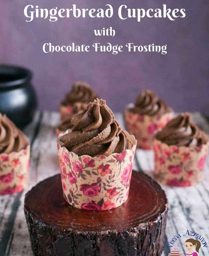 Old Fashioned Gingerbread Cupcakes with Chocolate Fudge Frosting