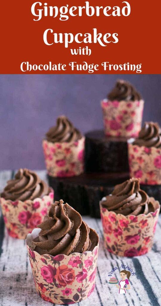 Old Fashioned Gingerbread Cupcakes with Chocolate Fudge Frosting