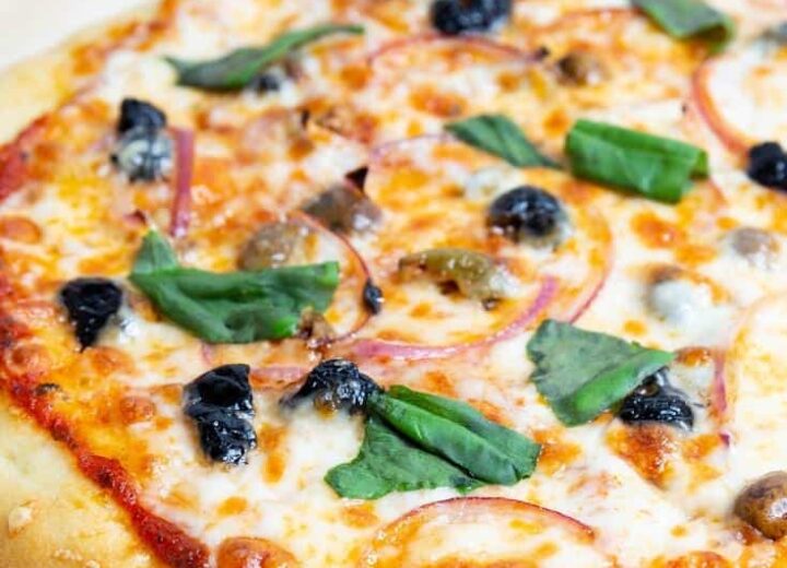 Olive Pizza with Red Onions