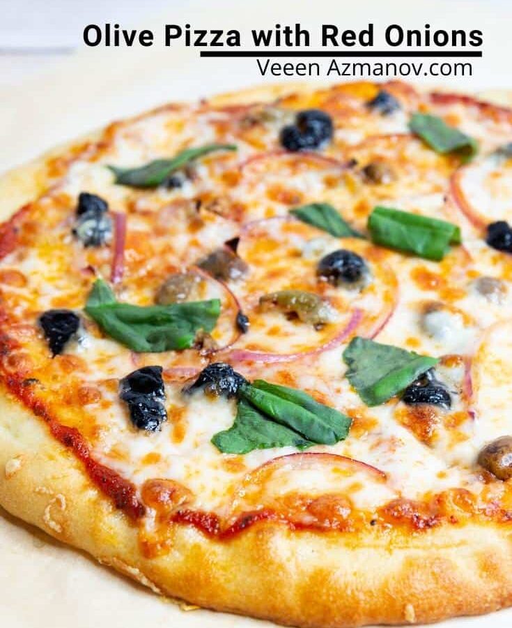 Olive Pizza with Red Onions