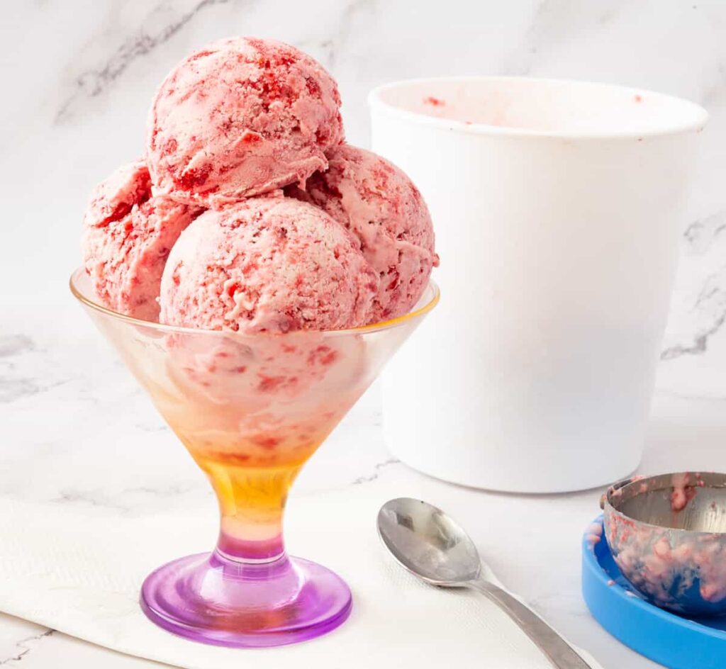 Kem Quả Mâm Xôi Không Cần Máy Raspberry Ice Cream – Mát Mịn Dẻo