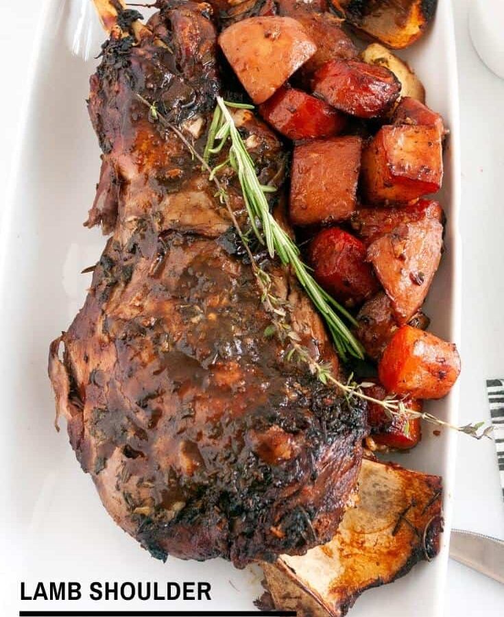 Roast Lamb Shoulder in Red Wine Sauce