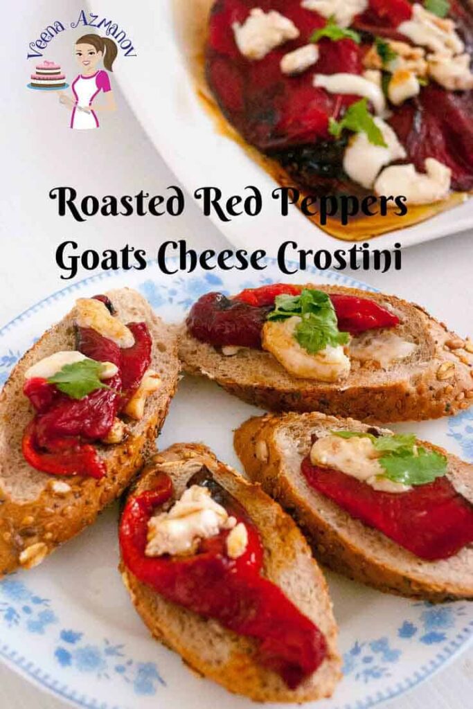 Bánh Mì Phết Phô Mai Dê Ớt Chuông Nướng Crostini – Giòn Béo