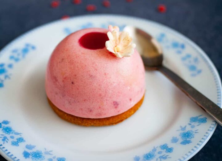 Strawberry Mousse Domes with Pastry Cream Insert