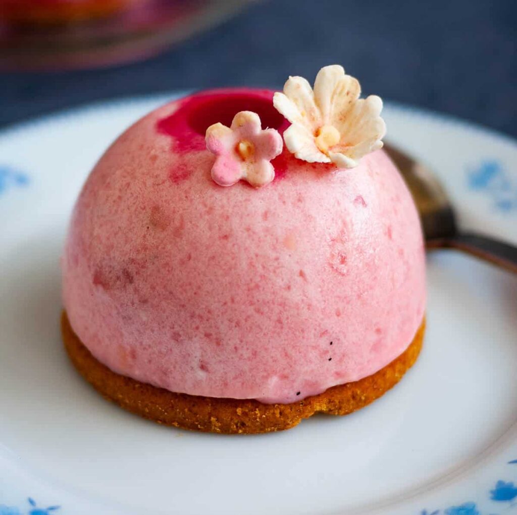 Strawberry Mousse Domes with Pastry Cream Insert
