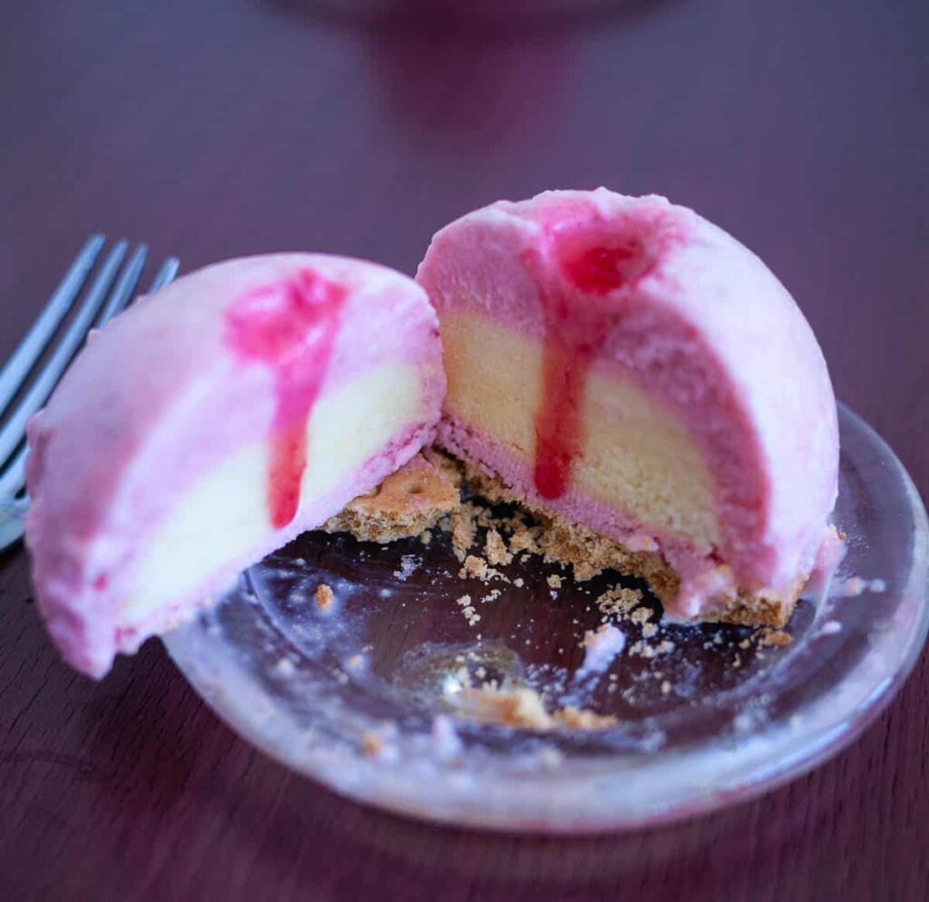 Strawberry Mousse Domes with Pastry Cream Insert