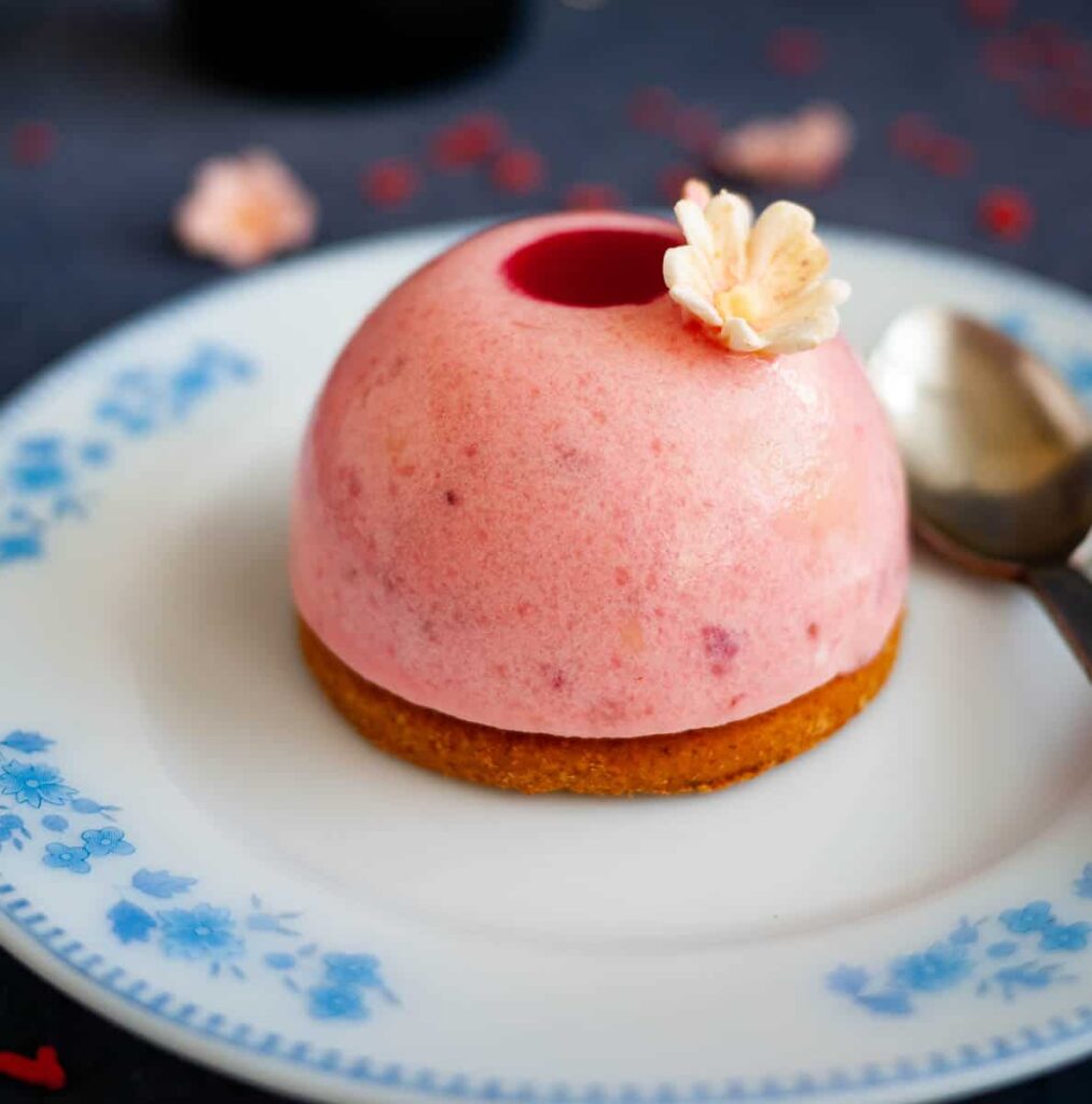 Strawberry Mousse Domes with Pastry Cream Insert