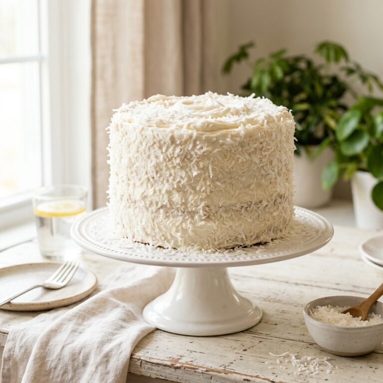 Bánh Kem Dừa (Coconut Cake) Hai Tầng – Thơm Lừng Tuyết Trắng